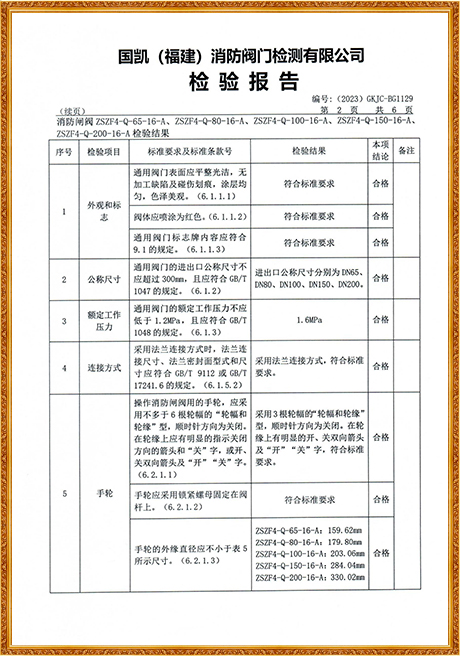 1129 Hongyuan (Flange Concealed Stem Fire Gate Valve) Inspection Report