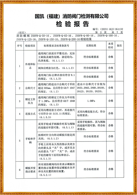 1132 Hongyuan (Grooved Turbine Fire Butterfly Valve) Inspection Report