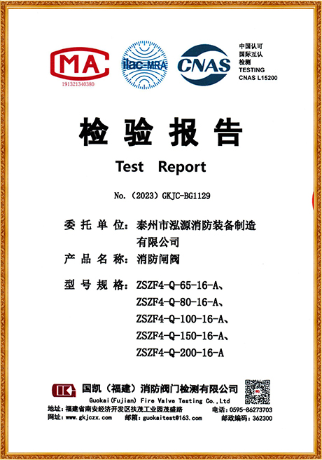 1129 Hongyuan (Flange Concealed Stem Fire Gate Valve) Inspection Report