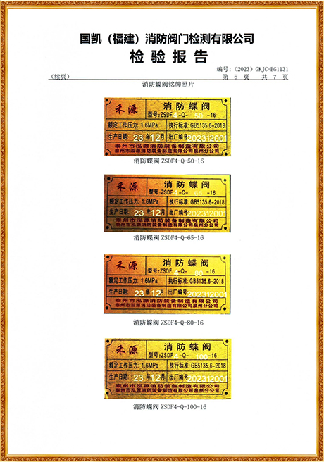 1131 Hongyuan (Flange Turbine Fire Butterfly Valve) Inspection Report